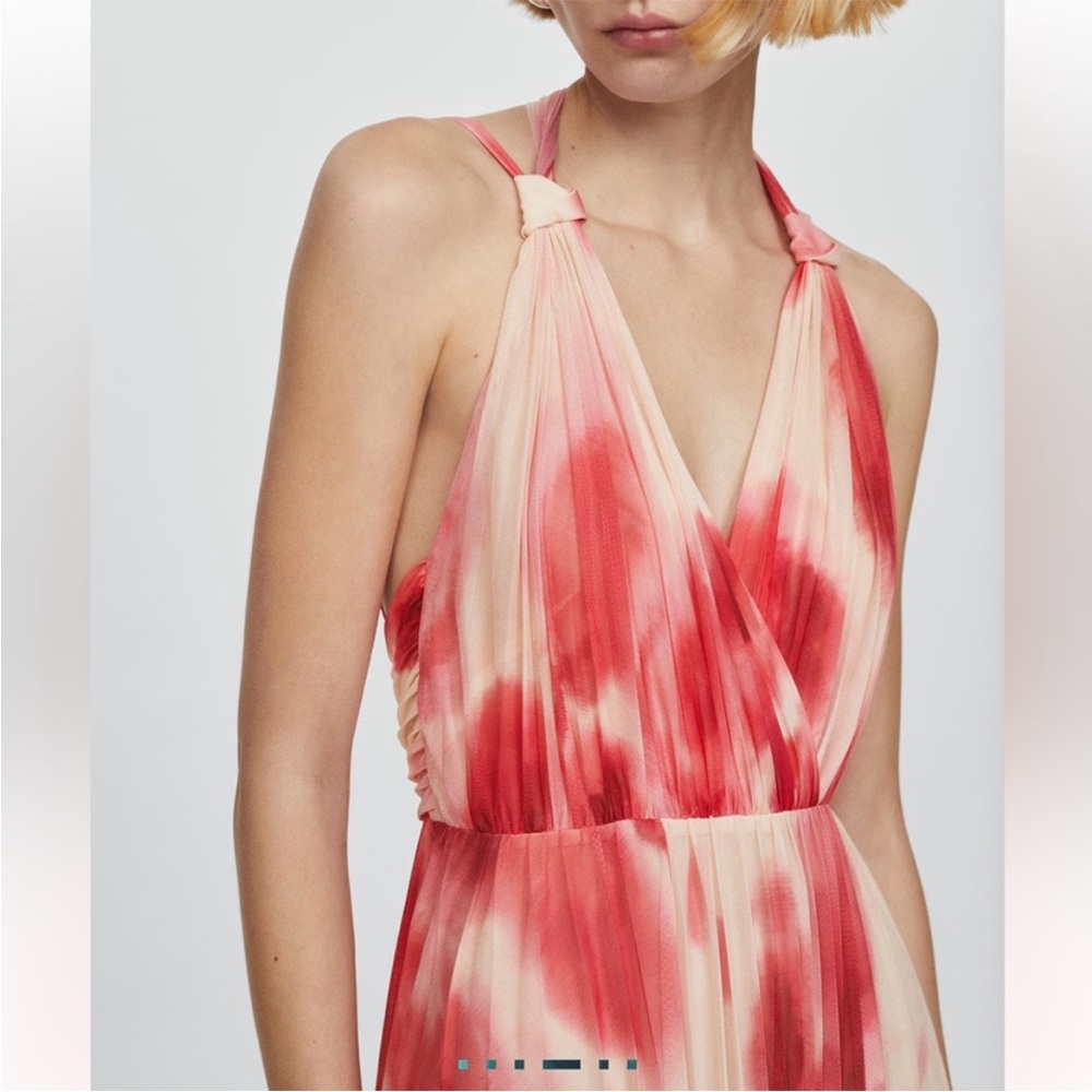 Mango Red and Cream Backless Dress